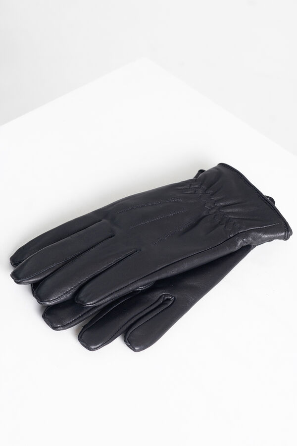 PuroEGO Luvas de pele pretas Preto