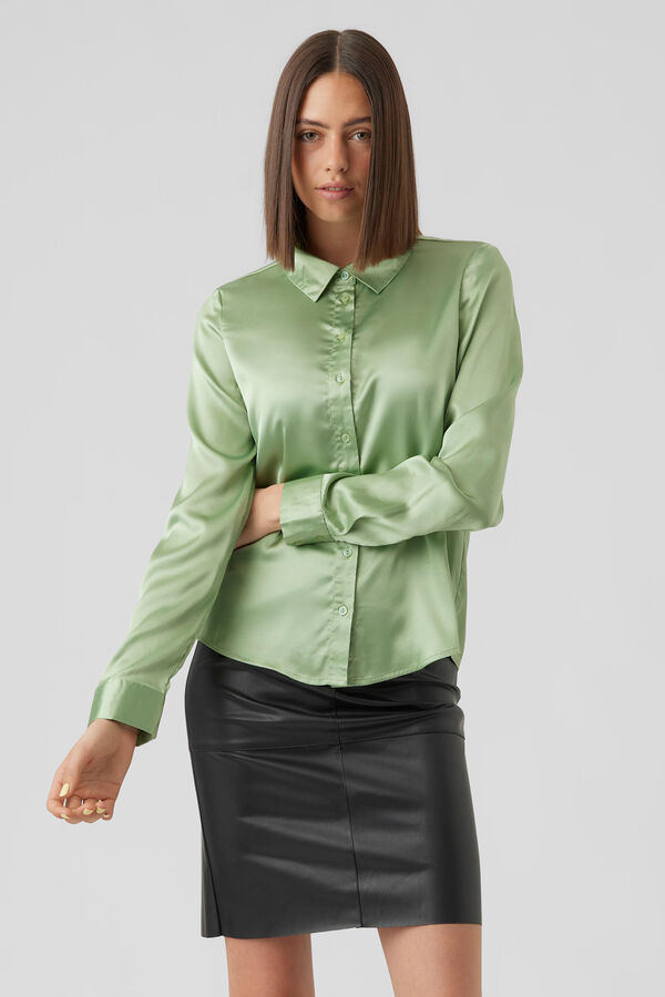 Cortefiel Camisa básica de mujer manga larga Verde