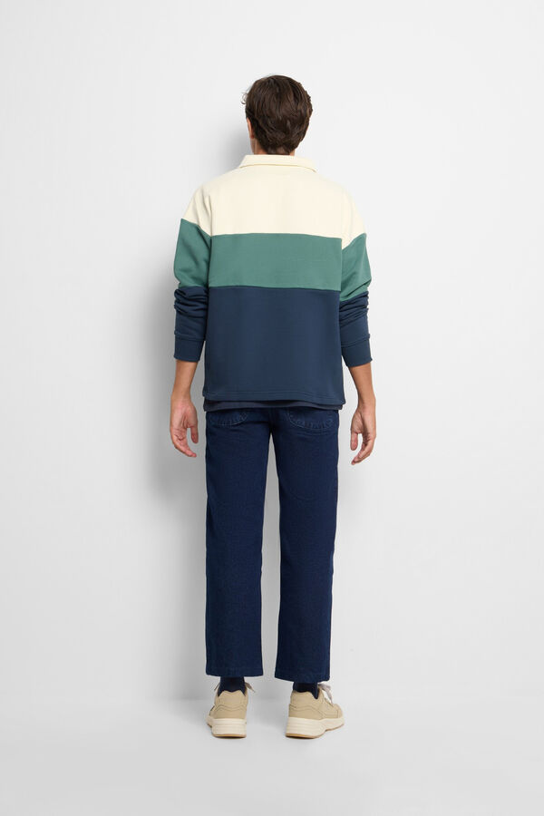 Silbon Sudadera relaxed fit media cremallera bloques Verde