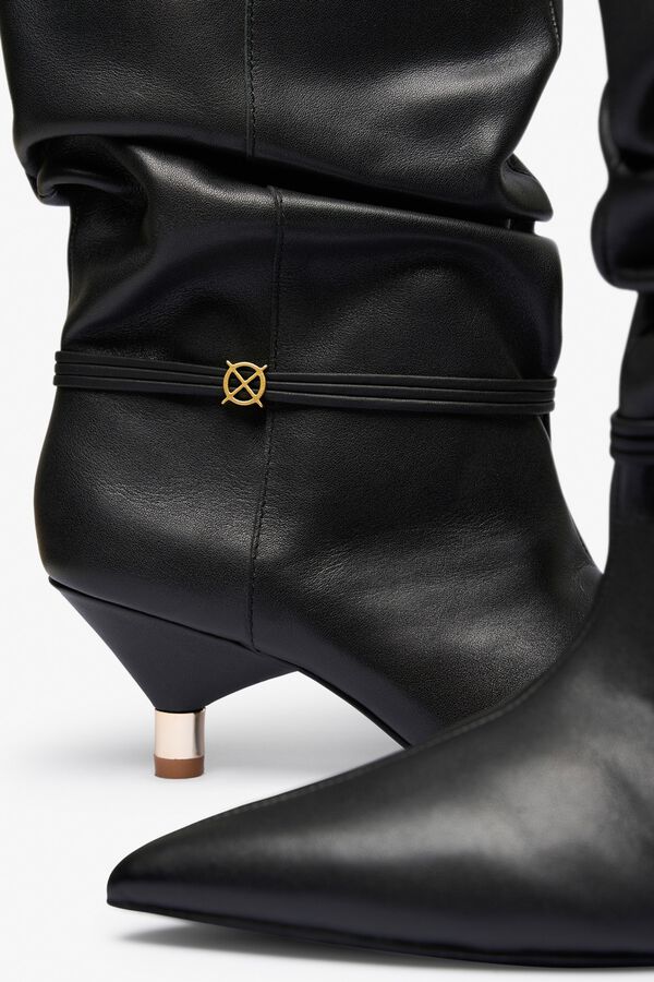 Popa Botas Takayama em pele Preto