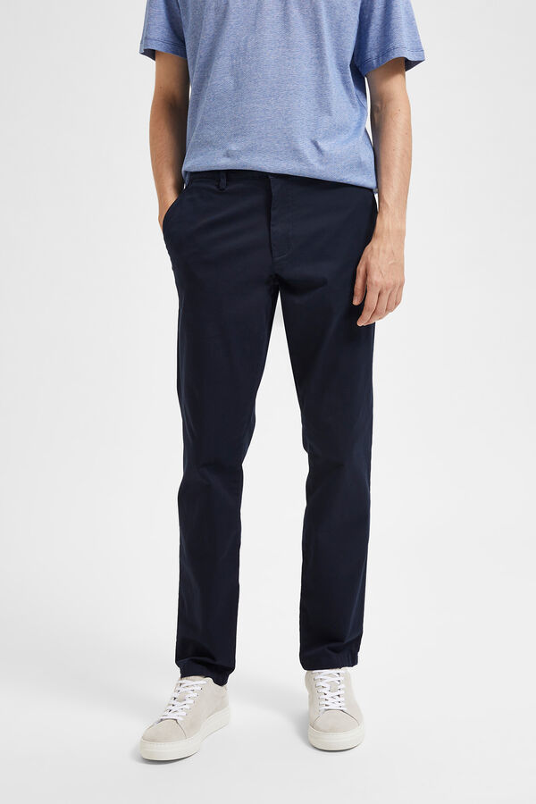 Selected Calça calças chino slim fit feita de algodão orgânico  Azul