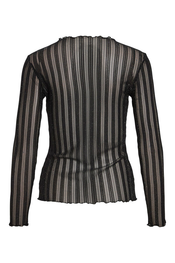 Vila Top transparente ribeteado Negro