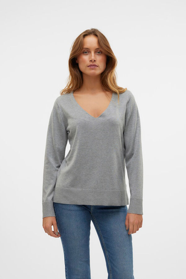 Vero Moda Camisola gola em bico Cinzento