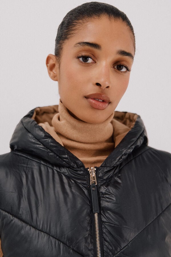 Cortefiel Long reversible gilet Black