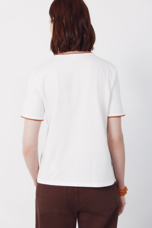 Cortefiel Embroidered t-shirt White