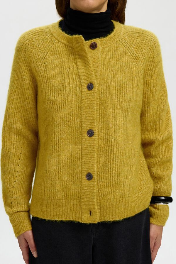 Selected Casaco de malha de l&atilde; e alpaca Dourado