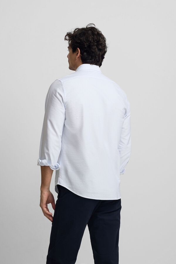 Silbon Oxford sport striped polo shirt Blue
