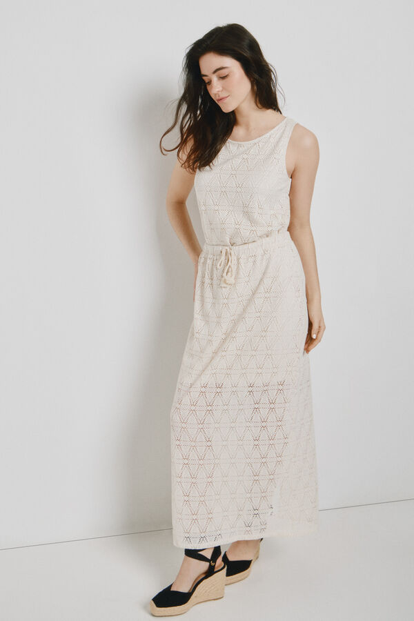 Vero Moda Falda midi con calados Beige