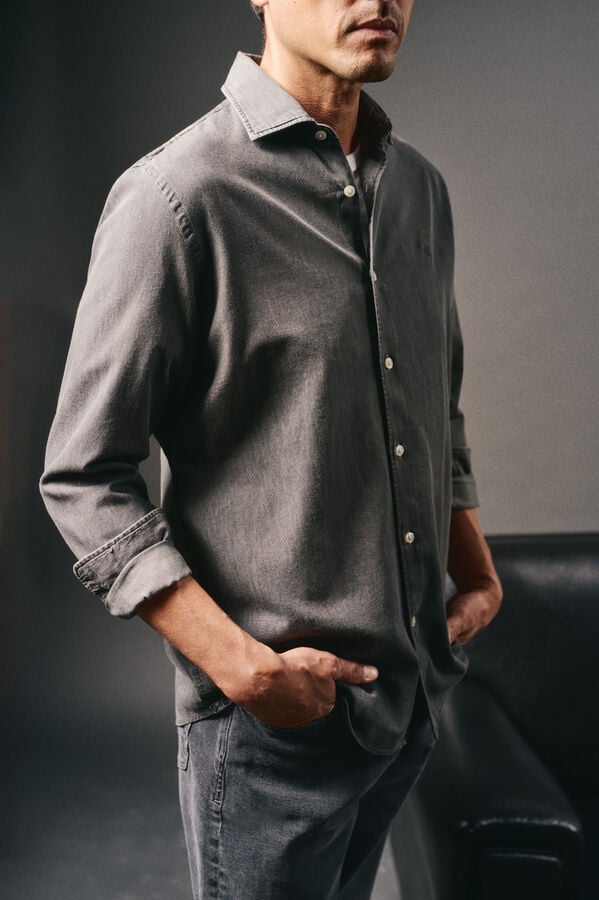 OOTO Camisa de ganga Cinzento