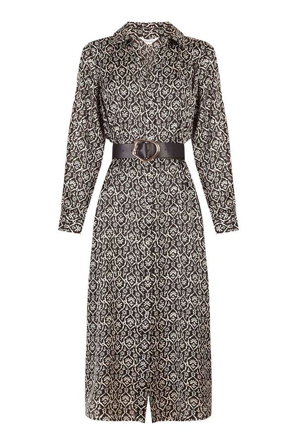 Cortefiel Vestido satinado camisero Estampado gris