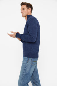 Cortefiel Twisted-knit wool half-zip jumper Blue
