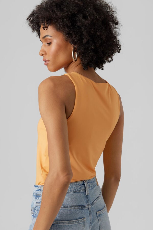 Cortefiel Women's vest top with round neck Orange