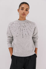 Cortefiel Jersey delantero lentejuelas. Grey