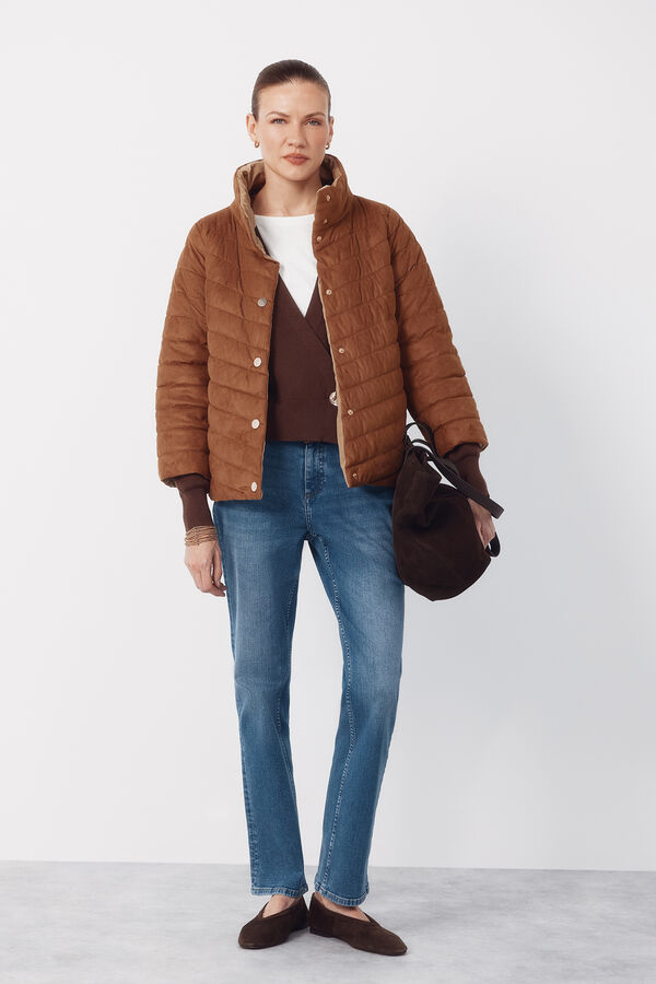 Cortefiel Reversible quilted jacket Beige