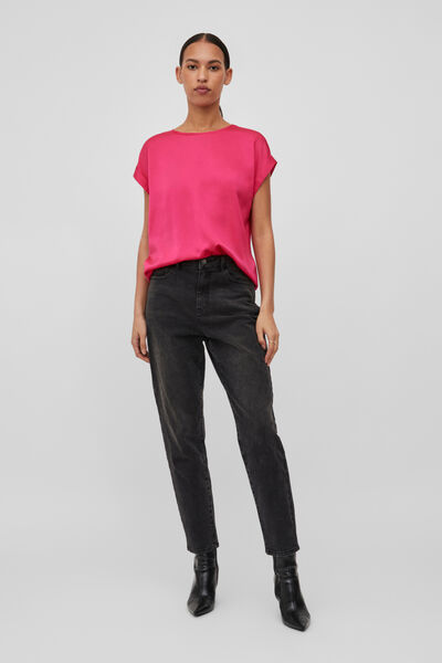 Cortefiel Satin finish short-sleeved blouse Pink