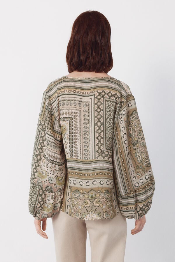 Cortefiel Printed blouse Kaki