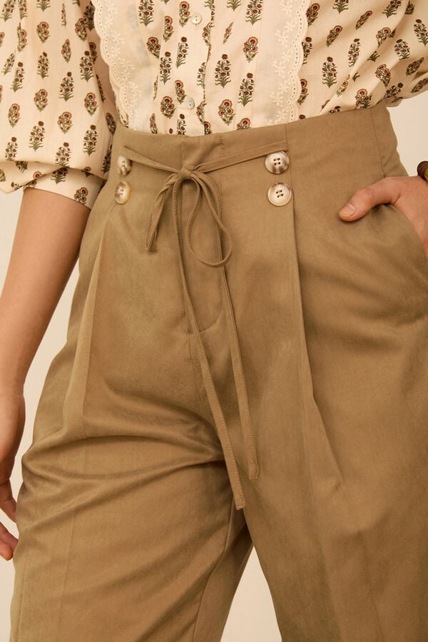 Meisie Cropped trousers with pleats Camel