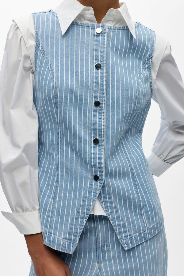 Object Striped denim gilet Blue
