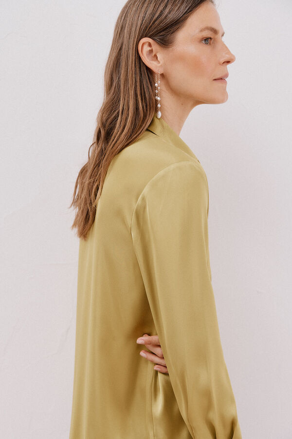 Cortefiel Satin-finish shirt Green