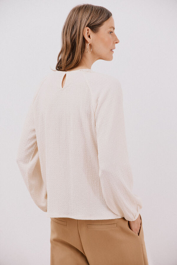 Cortefiel Top de crochet com patch Ecru