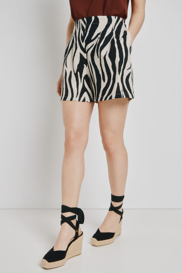 Vero Moda Cal&ccedil;&otilde;es de linho com cintura el&aacute;stica Tostado