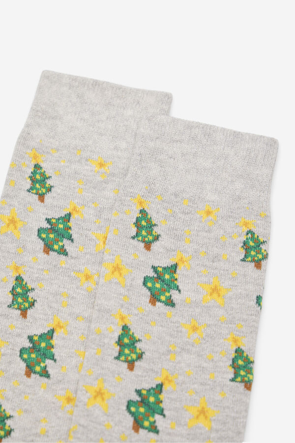 Cortefiel Calcetín dibujo regalo Gris