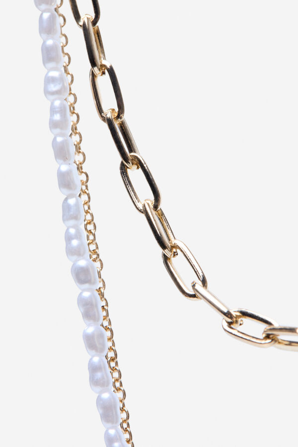 Cortefiel Triple pearl necklace Gold