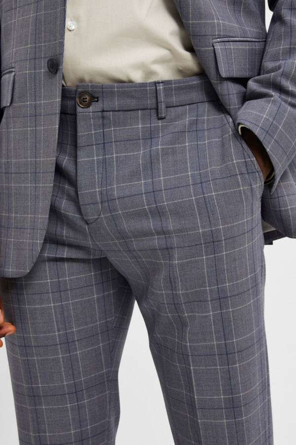 Cortefiel Slim fit checked suit trousers Blue