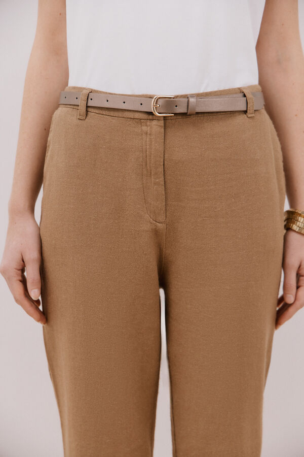 Cortefiel Linen trousers Brown