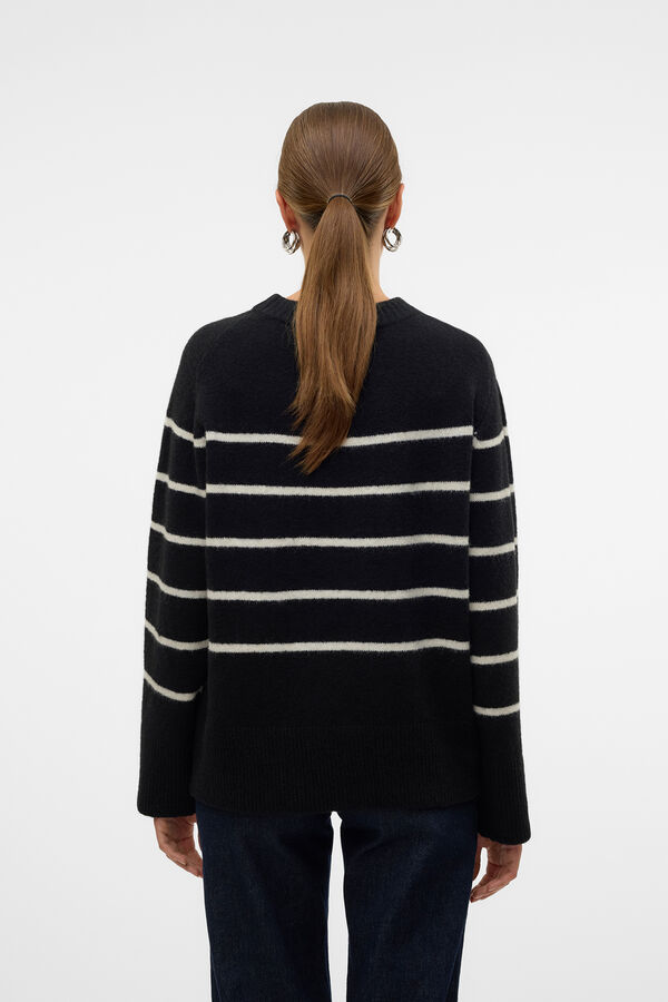 Cortefiel Striped jumper Black