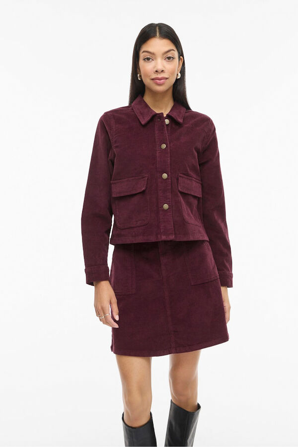 Vila Casaco curta de veludo cotel&ecirc; Roxo