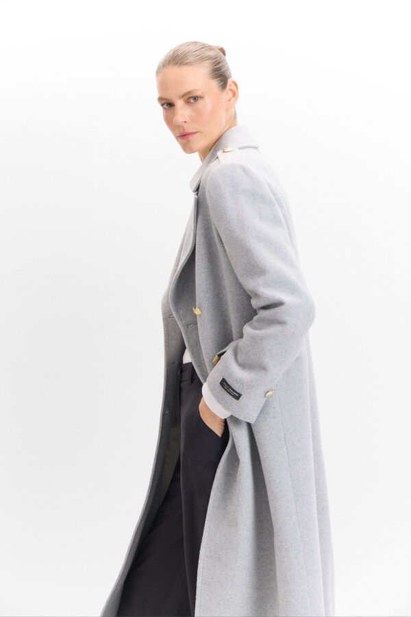 Cortefiel Long military coat Grey