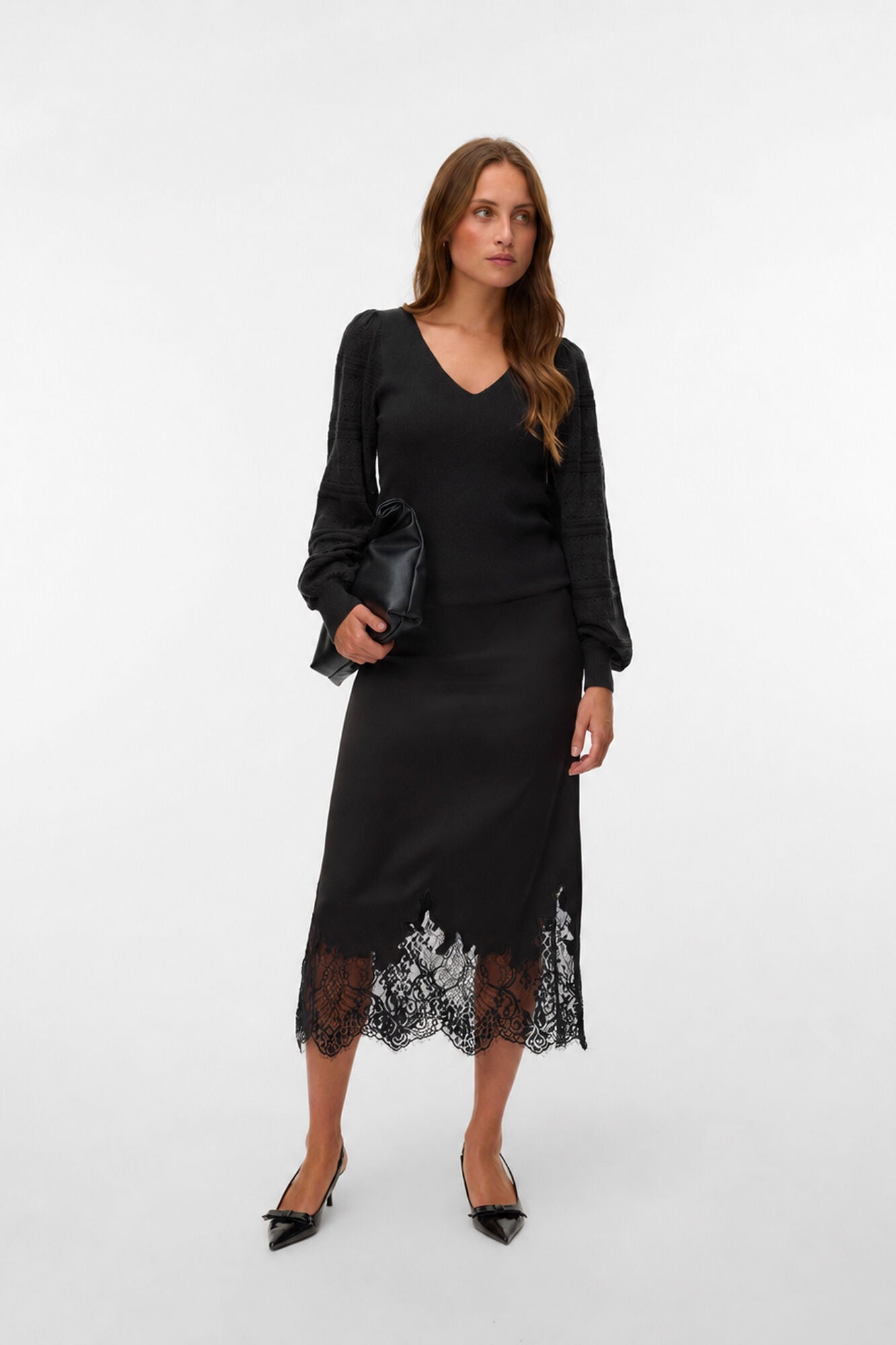 Vero Moda Camisola de bico com mangas abalonadas