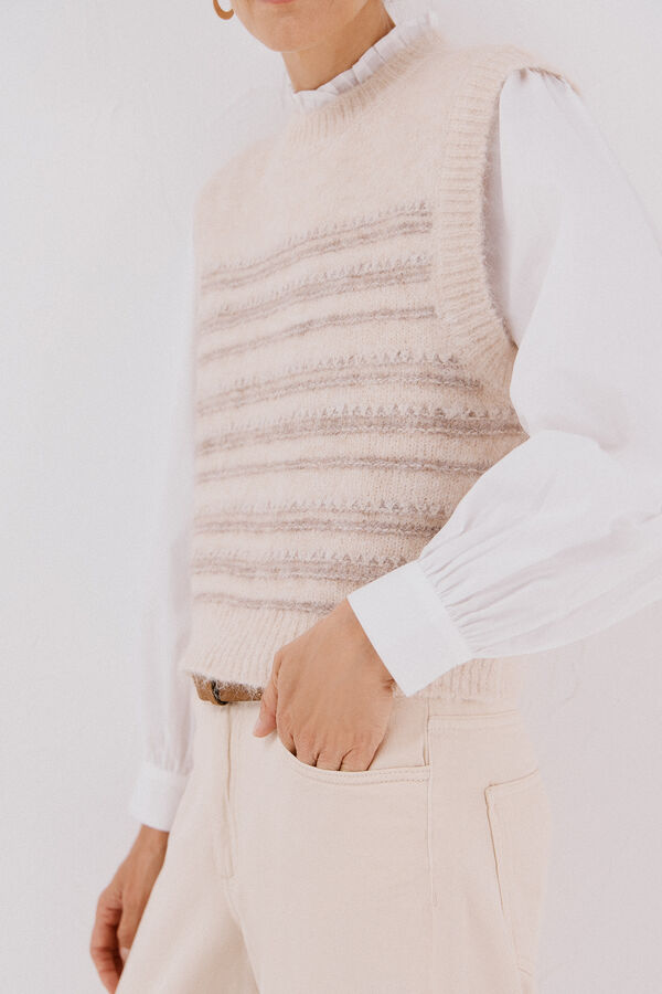 Cortefiel jersey-knit vest Ivory