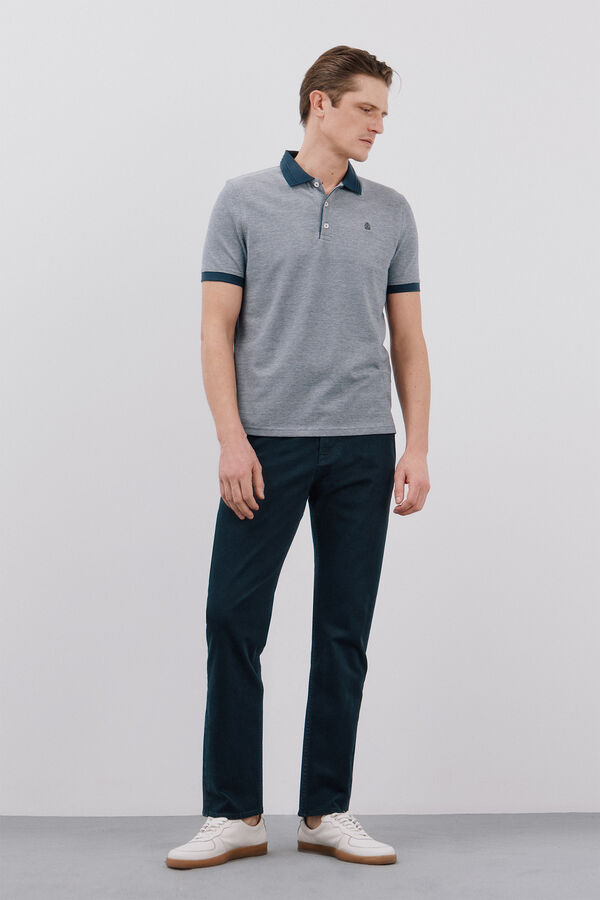 Cortefiel Oxford polo shirt Navy
