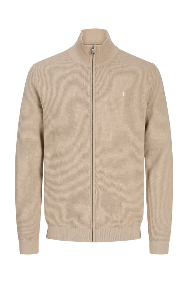 Jack & Jones Casaco de malha 100% algod&atilde;o org&acirc;nico Tostado