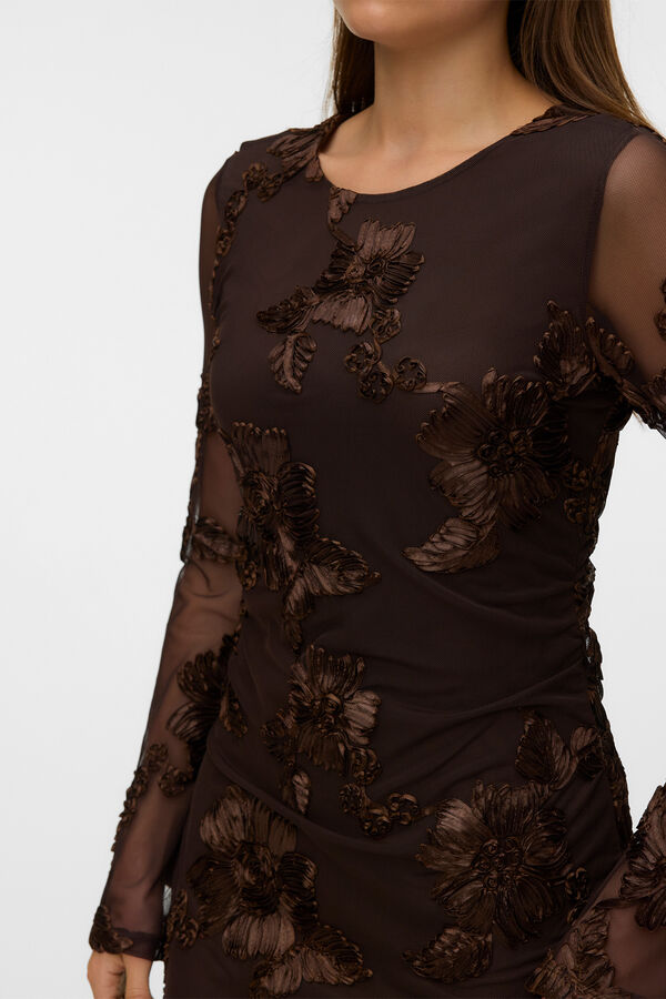 Vero Moda Vestido curto floral de tule Castanho