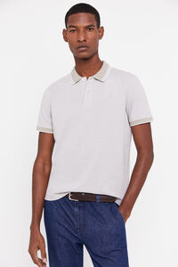 Cortefiel Tipped Oxford polo shirt Beige