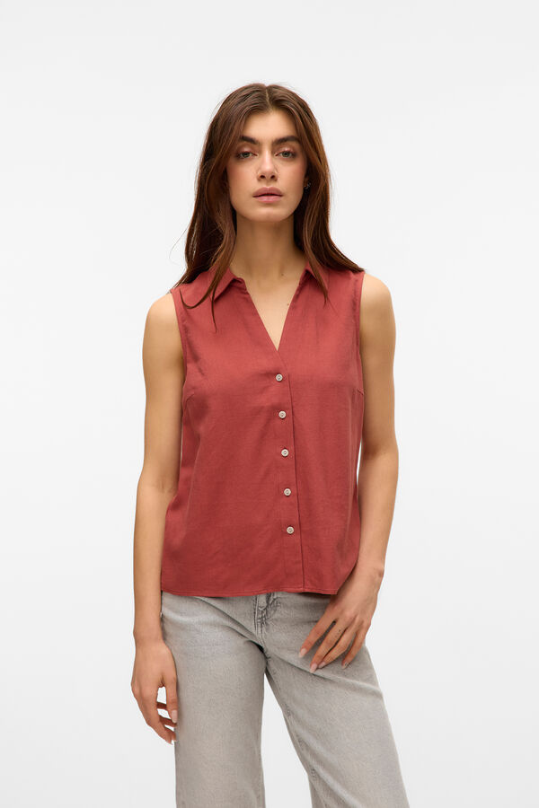 Vero Moda Top fluído com gola em bico Vermelho