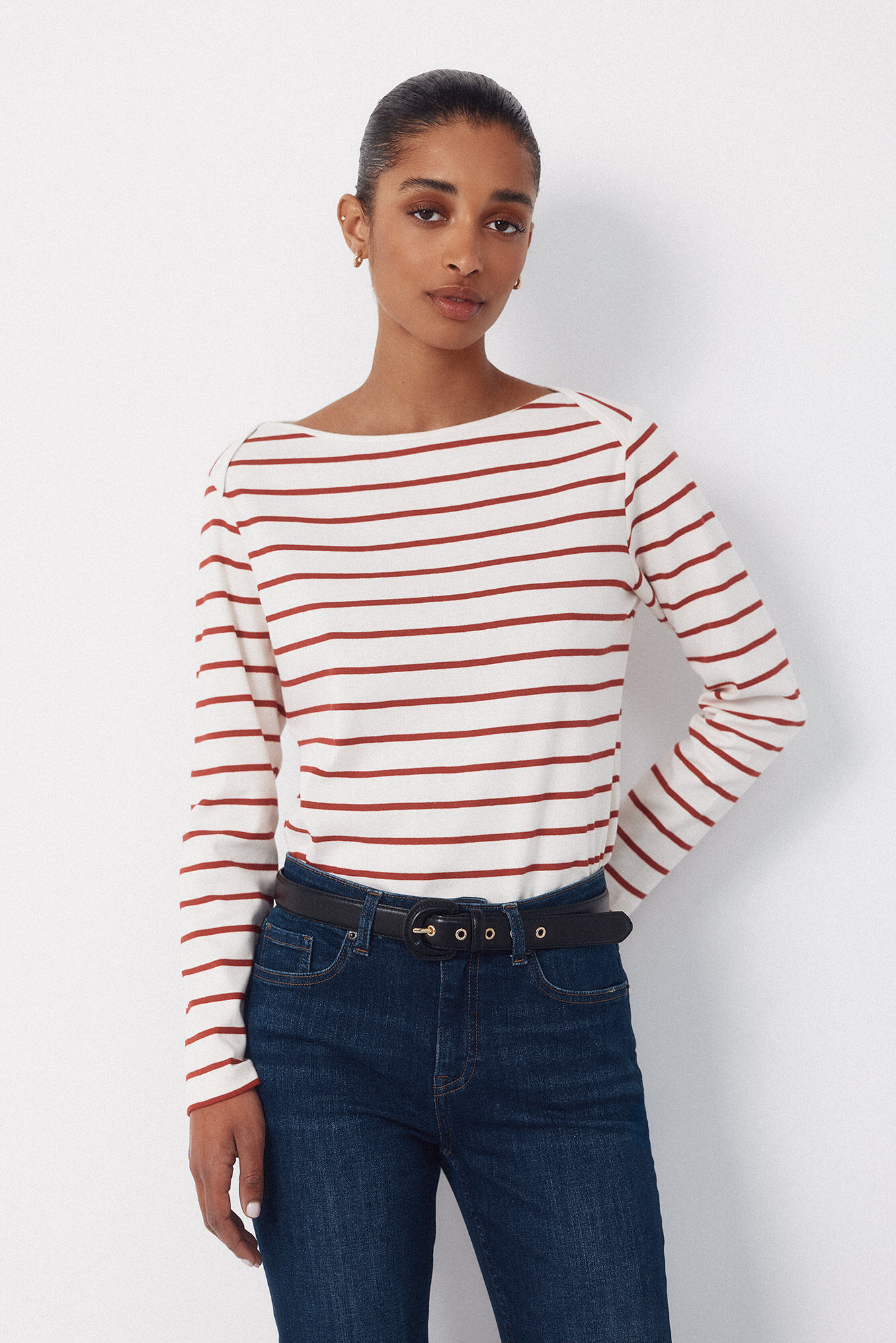 Cortefiel Contrast boat neck t-shirt