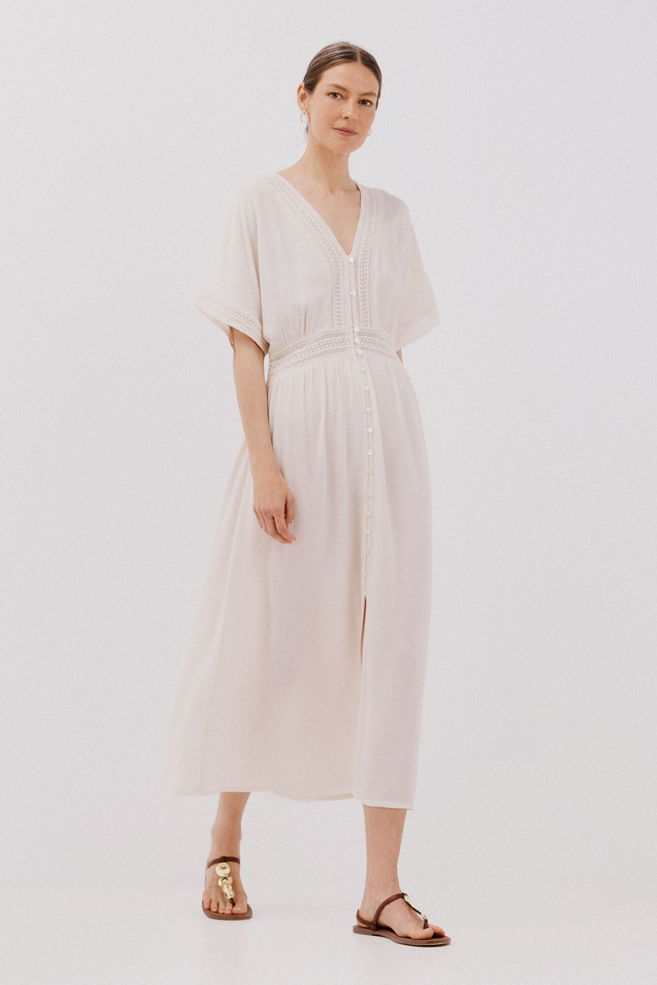 Cortefiel Vestido longo de renda