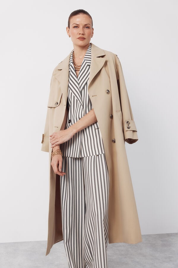Cortefiel Long water-repellent trench coat Nude