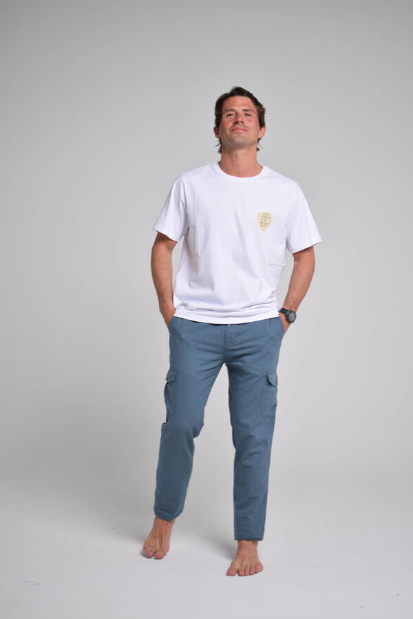 Cloking Cal&ccedil;a de linho cargo Azul