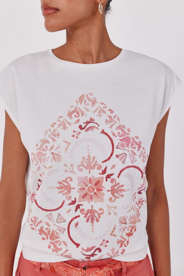 Cortefiel Printed T-shirt Printed white