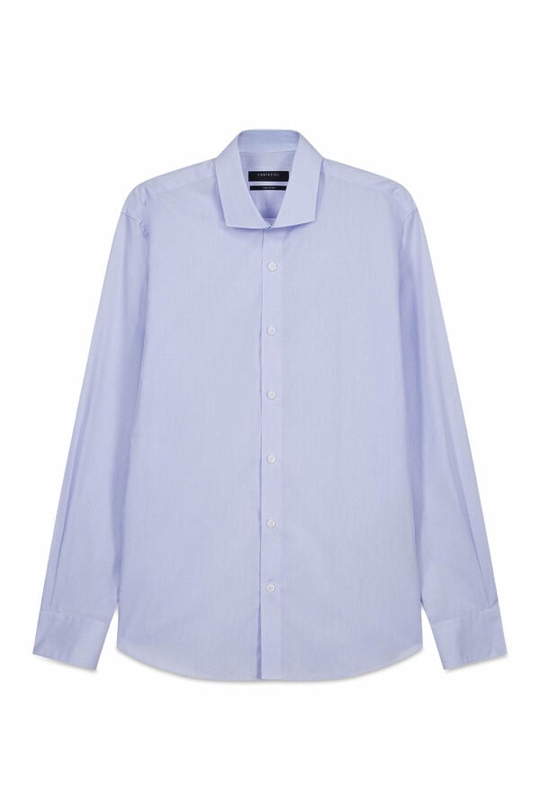 Cortefiel Slim fit easy-iron check dress shirt Blue