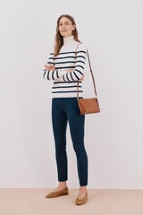 Cortefiel Suéter listrado de gola alta Azul