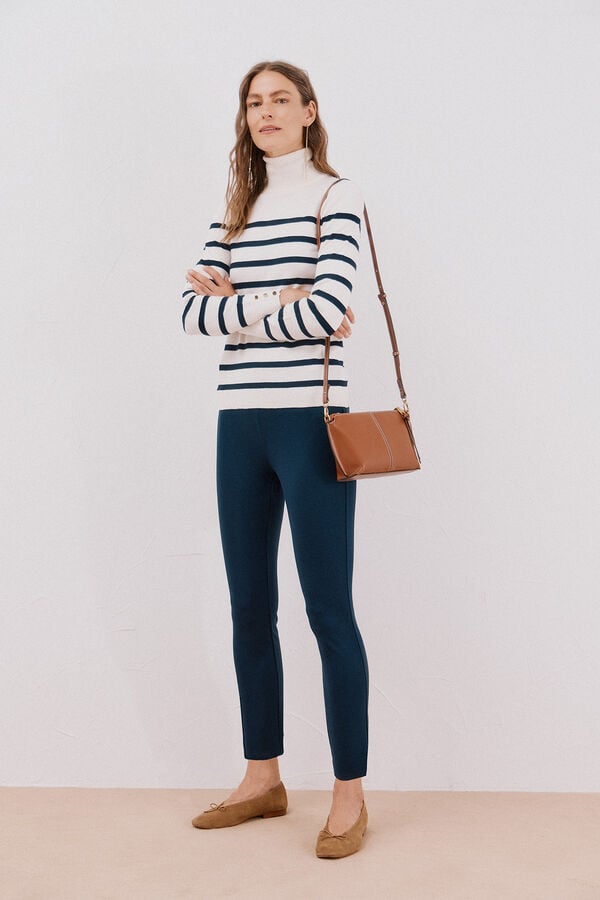 Cortefiel Suéter listrado de gola alta Azul