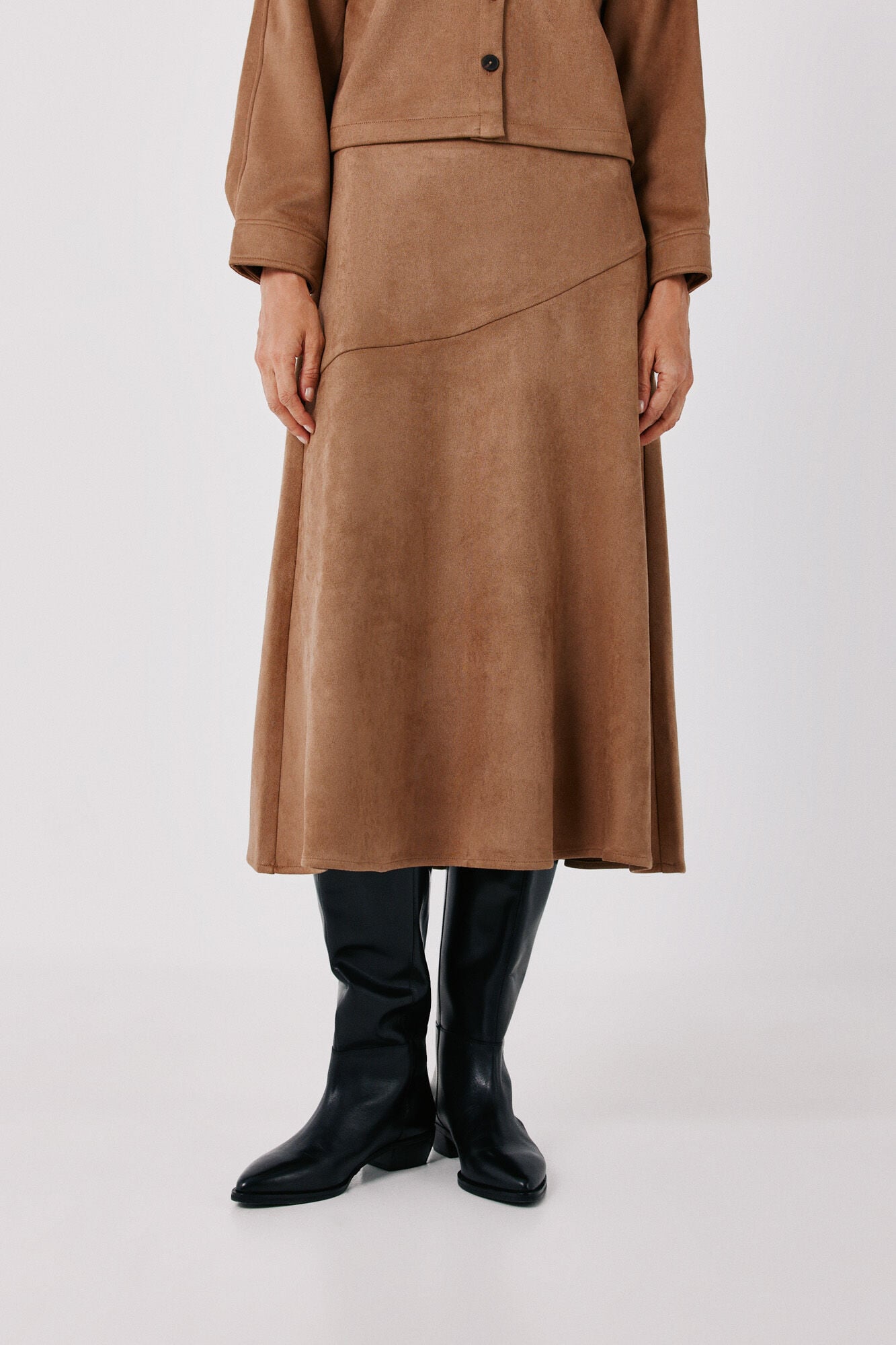 Cortefiel Faux leather midi skirt