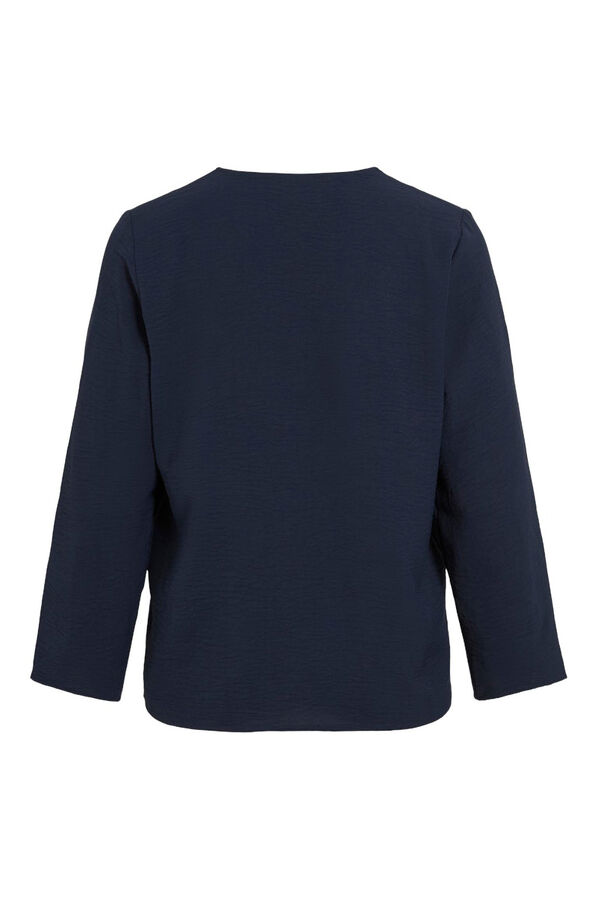 Vila Blusa manga m&eacute;dia Azul