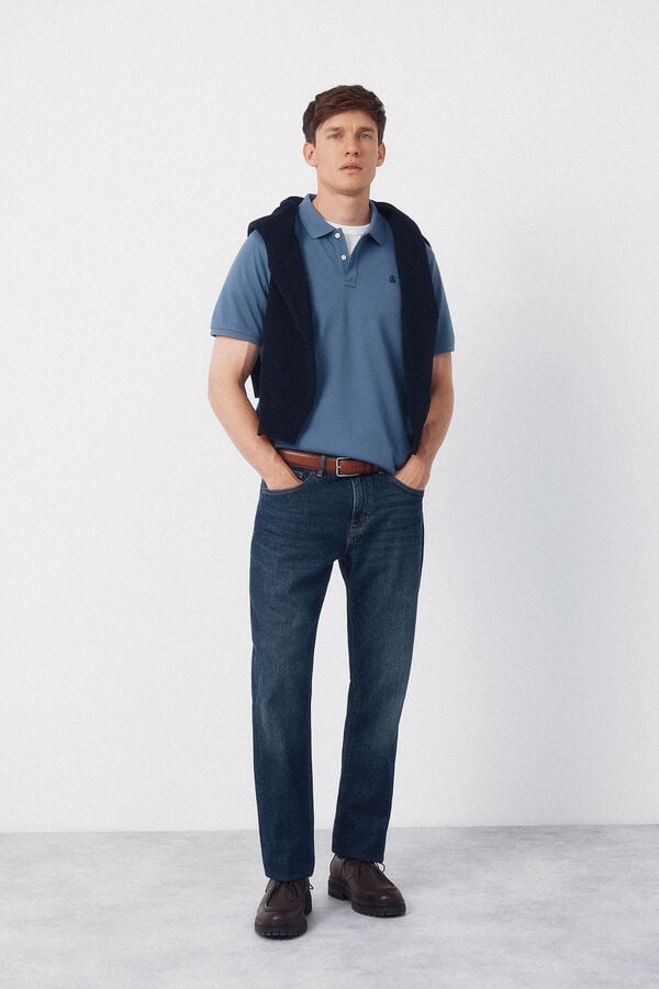 Cortefiel Piqu&eacute; basic polo shirt Blue